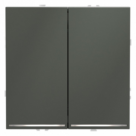 Проходной переключатель встраиваемый VOLTUM S70 двухклавишный с подсветкой 10А, (титан)