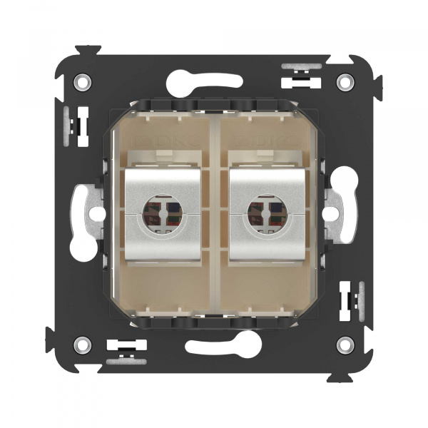 DKC Avanti Компьютерная розетка RJ-45 без шторки в стену, кат.5e двойная экранированная, Ванильная дымка