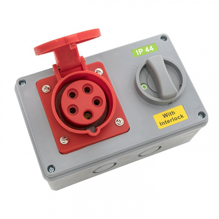 EKF Розетка с блокировкой и выключателем 1415 3Р+РЕ+N 16А 380В IP44