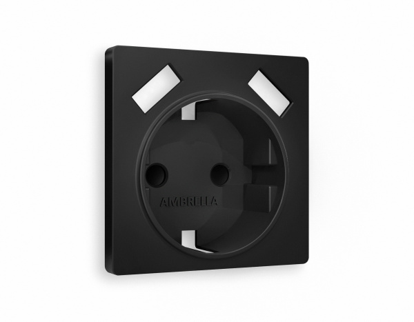 Лицевая панель ALFA (Черный матовый) для электрической розетки с заземлением со шторками 2USB A+A QUANT AP8090