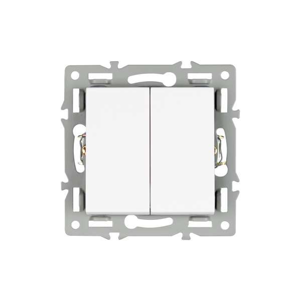 Механизм выключателя двухклавишный проходной SWT-MKP2-PL-WH (250V, 16A) (Arlight, -)