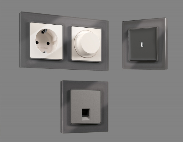 Рамка ALFA Platos (Антрацит серый Стекло органическое) 5-ая AF330655