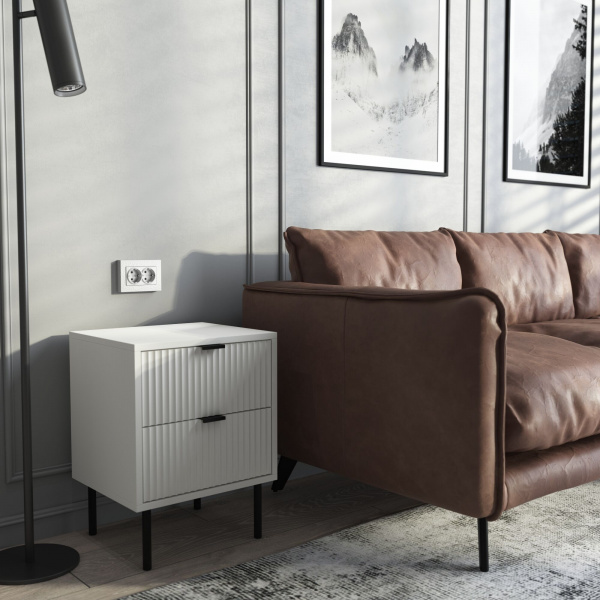 Розетка двойная с заземлением (Hammer белый) W1272001