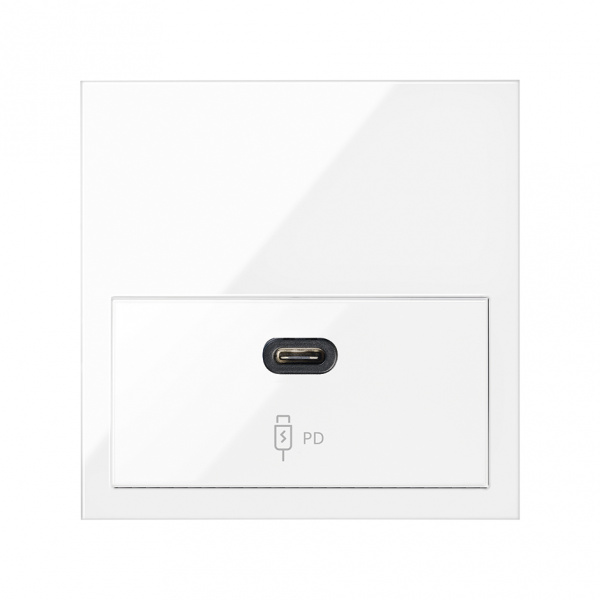 Simon 100 Белый глянец Накладка зарядного устройства USB SmartCharge