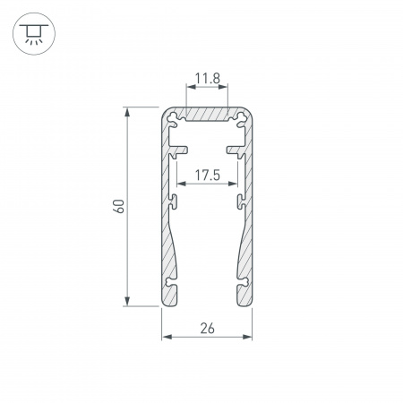 Профиль Arlight ALU-HANDRAIL-2000 FOR GLASS 17.5 015477