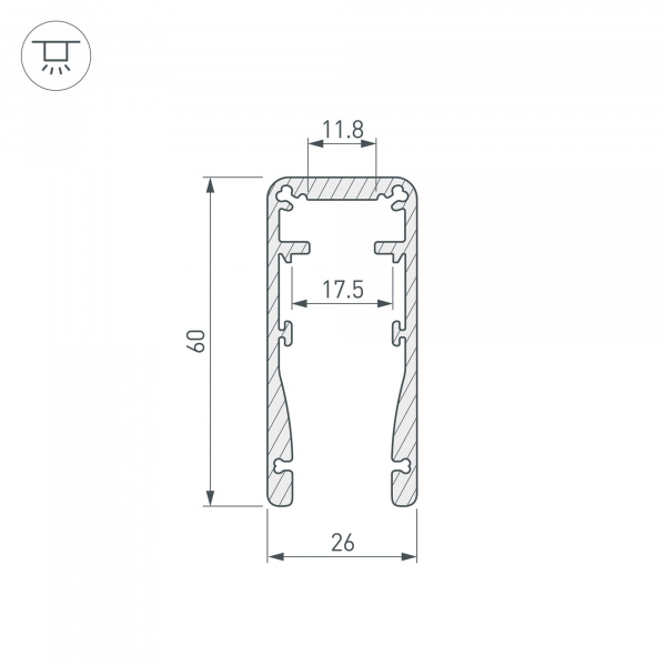 Профиль Arlight ALU-HANDRAIL-2000 FOR GLASS 17.5 015477