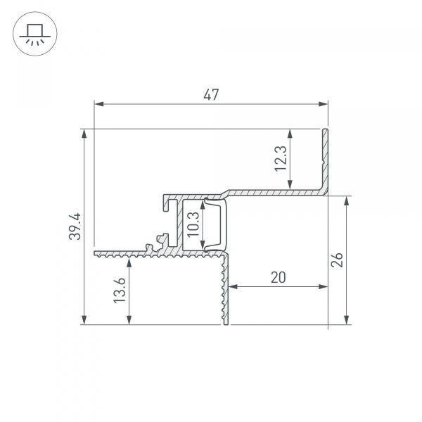 Arlight Профиль СEIL-S12-SHADOW-20-SIDE-3000 WHITE (Алюминий)