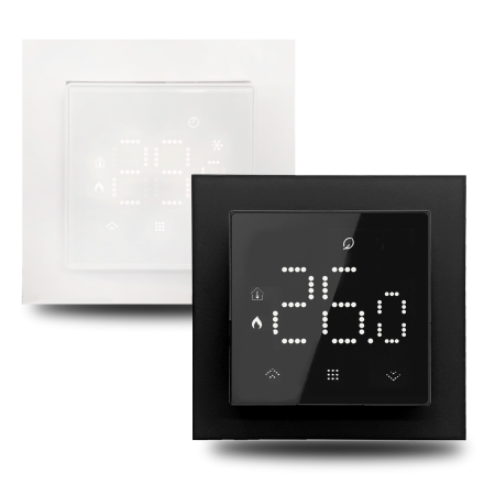 Donel Термостат с датчиком пола, 16 A, 55*55 мм., черное стекло, серия DTEF