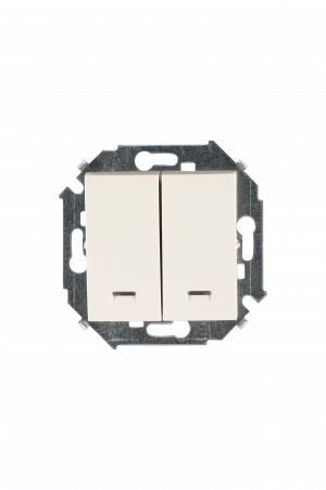 Simon 15 Бежевый Выключатель 2-клавишный с подсветкой, 16А, 250В, винт.зажим