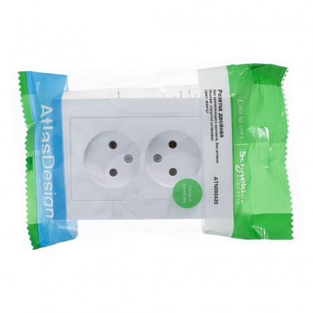 SE AtlasDesign Жемчуг Розетка б/з двойная, 16А, в сборе