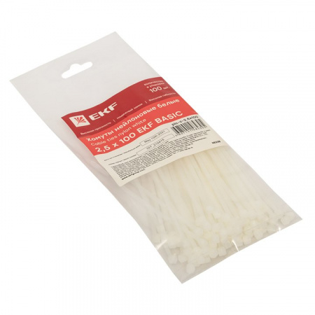 EKF Basic Хомут нейлоновый (2,5х100) (100шт.)