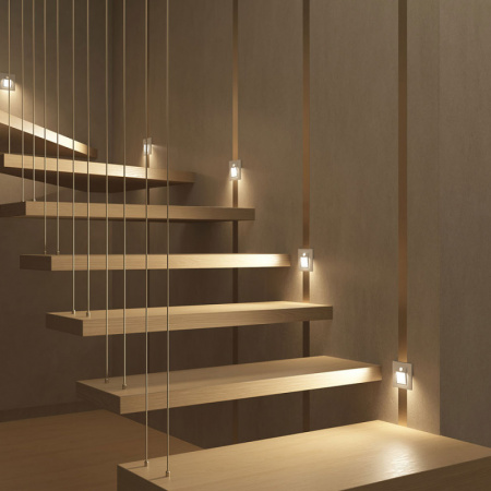 DK1020-WH Светильник встраиваемый в стену c датчиком движения, IP 20, LED 3000, 1 Вт, белый, пластик