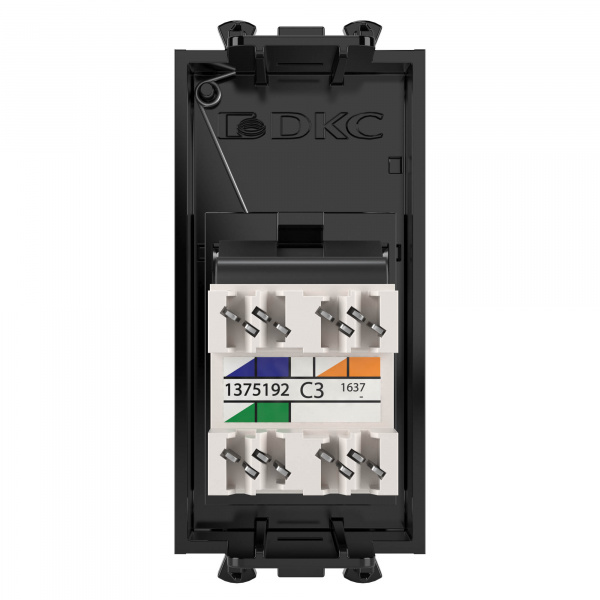 DKC Avanti Черный квадрат Розетка телефонная RJ-12 1 модуль