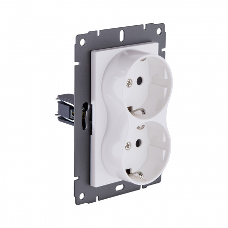 Розетка штепсельная SCHUKO двойная 16A/250 В, белый матовый Kollinger REA-032WM для Aspekt, Eleganz, Reflex