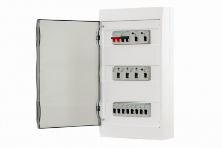 SE EASY 9 Корпус навесной с прозрачной дверью 3ряд/36мод, IP40, IK07, 80А, 2 клеммы