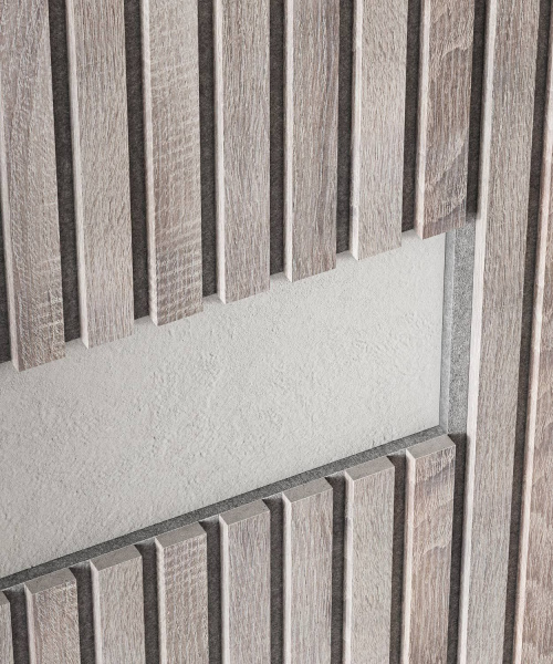 Акустическая панель, черный войлок, 600х600х19мм, рейки МДФ дуб дымчатый Акустическая панель, черный войлок, 600х600х19мм, рейки МДФ дуб дымчатый