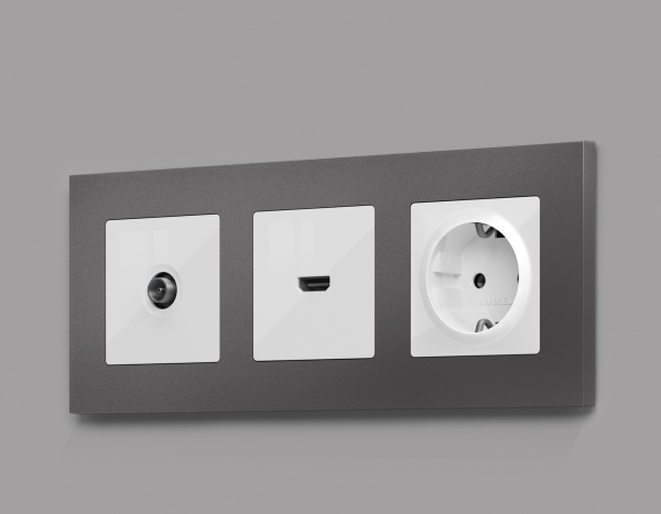 Лицевая панель ALFA (Белый глянец) для HDMI розетки QUANT AP1140