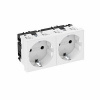 OBO Bettermann Розетка силовая 0° двойная 2х2К+З, 2 модуля Modul45, 45х90 мм, со шторками, 16А 250В белая