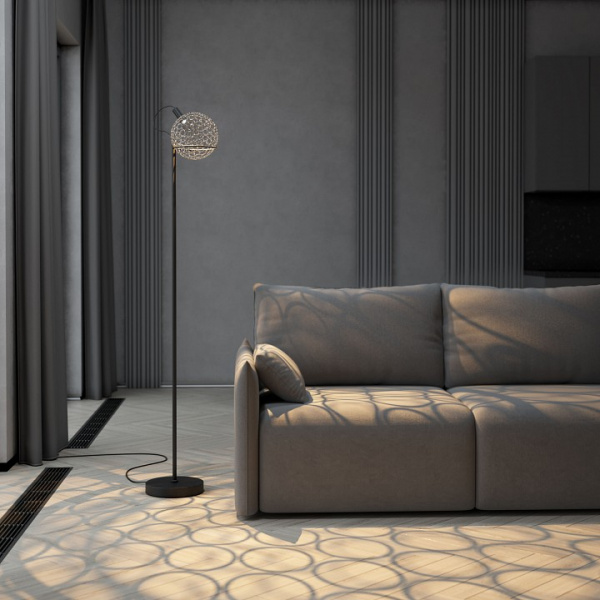 Напольный светодиодный светильник с металлическим плафоном 80492/1 черный Eurosvet Gemini