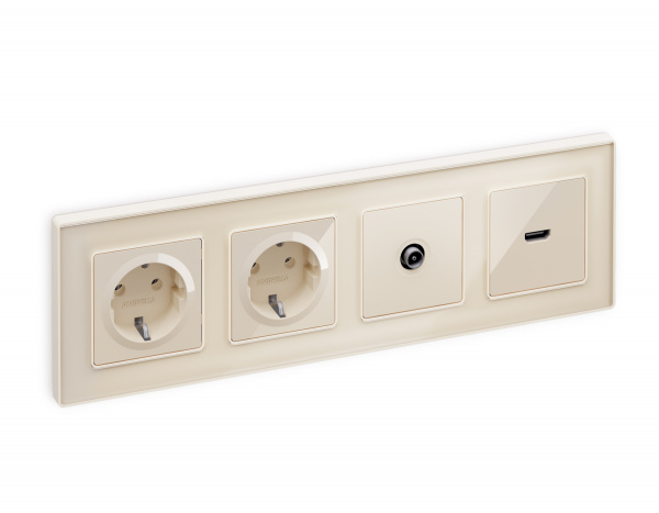 Комплект механизма розетки HDMI 2.0 ALFA MA314010 Бежевый глянец 40V/500mA 2.0GHz 5-18Gbit/s QUANT