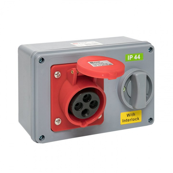 EKF Розетка с блокировкой и выключателем 1414 3Р+РЕ 16А 380В IP44