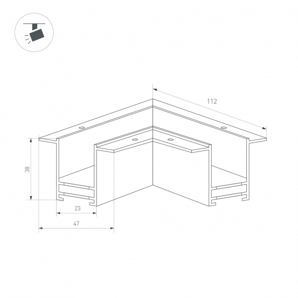 Коннектор L-образный для магнитного шинопровода Arlight Mag-Con-2538-F-L90 033246