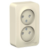SE Blanca наруж Молочная Розетка 2-ая б/з со шторками 16А, 250В, изолир. пластина