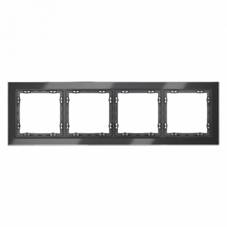 Рамка стеклянная VOLTUM S70 на 4 поста, (графит, стекло)