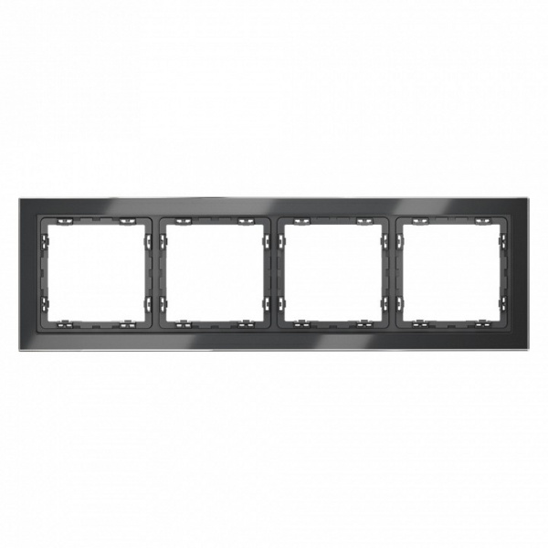 Рамка стеклянная VOLTUM S70 на 4 поста, (графит, стекло)