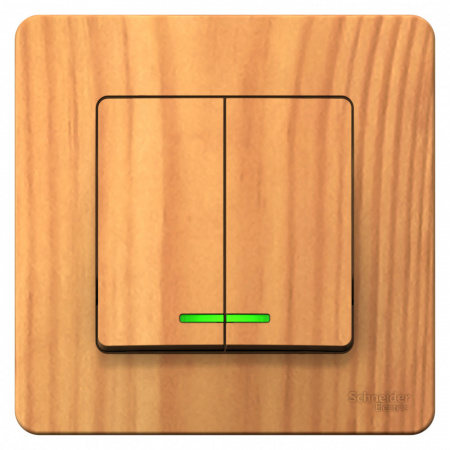 SE Blanca внутр Ясень Выключатель 2-клавишный с подсветкой, 10А, 250B