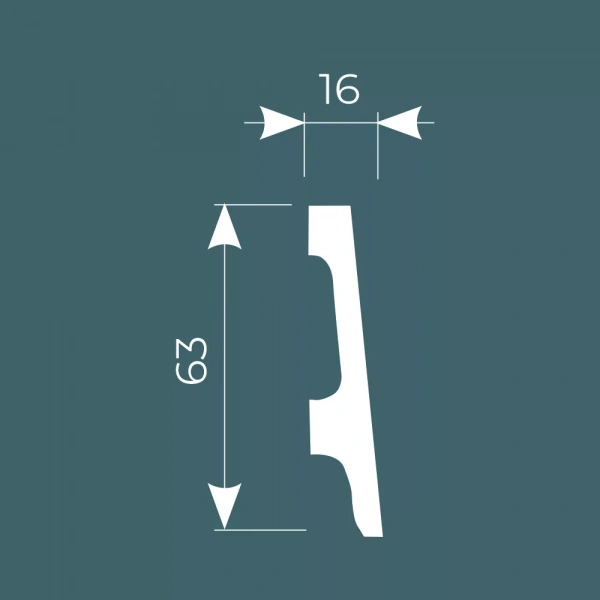 Плинтус PX045, 63х16, 2000мм, Экополимер/14