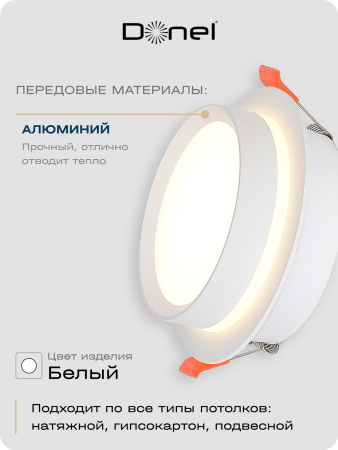 Donel Светильник встраиваемый, GX53, D110xH50мм, IP20, белый, без лампы, DN02007R1W