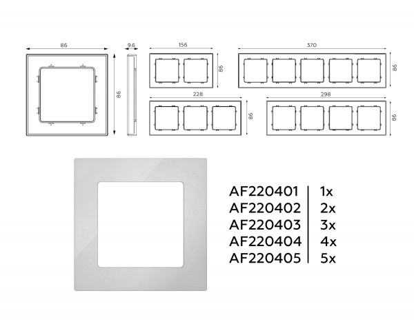 Рамка ALFA Techno (Серебро глянец) 5-ая AF220405
