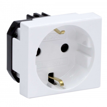 DKC Розетка силовая 2Р+Е, со шторками, «Viva», 2 мод., цвет белый