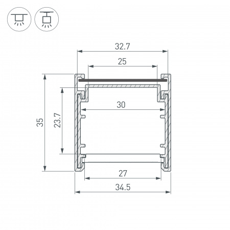 Профиль LINE-3535-BENT-SIDE-2000 ANOD (Arlight, Алюминий)