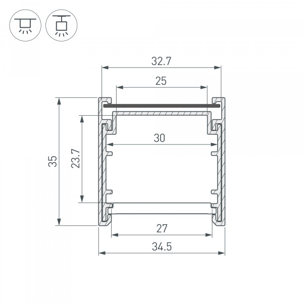 Профиль LINE-3535-BENT-SIDE-2000 ANOD (Arlight, Алюминий)