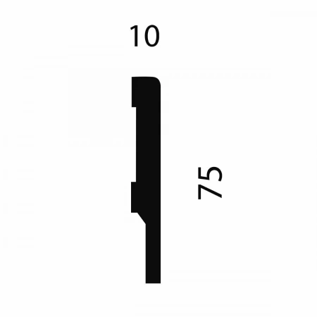 Плинтус AP72 под покраску, белый, 75x10x2400 мм, МДФ
