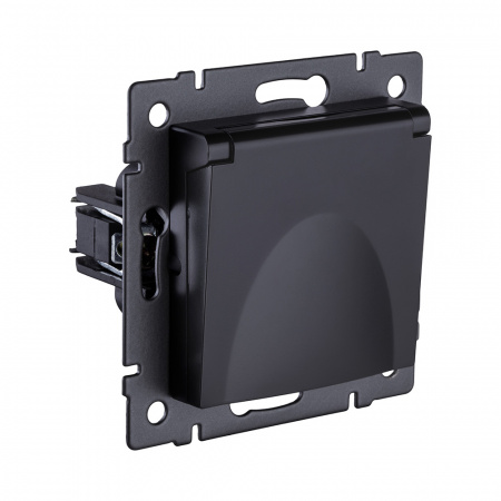 Розетка штепсельная SCHUKO 16A/250 В с крышкой, черный матовый Kollinger REA-006BM для Aspekt, Eleganz, Reflex