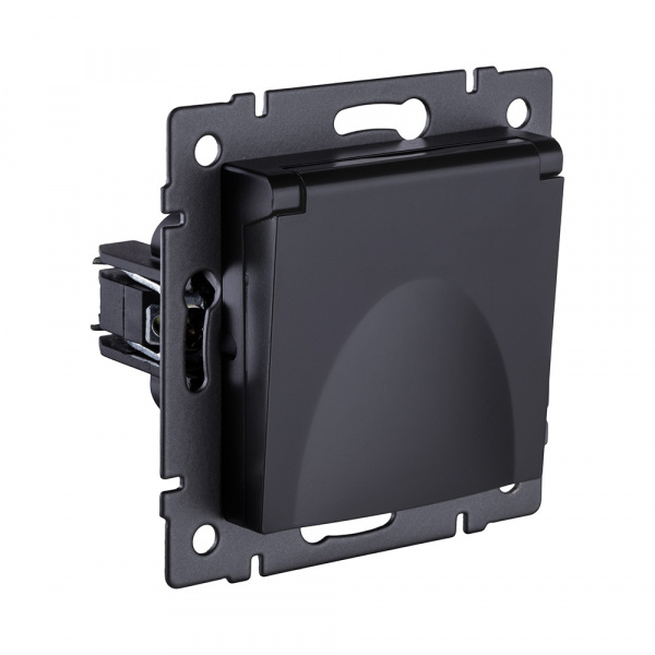 Розетка штепсельная SCHUKO 16A/250 В с крышкой, черный матовый Kollinger REA-006BM для Aspekt, Eleganz, Reflex