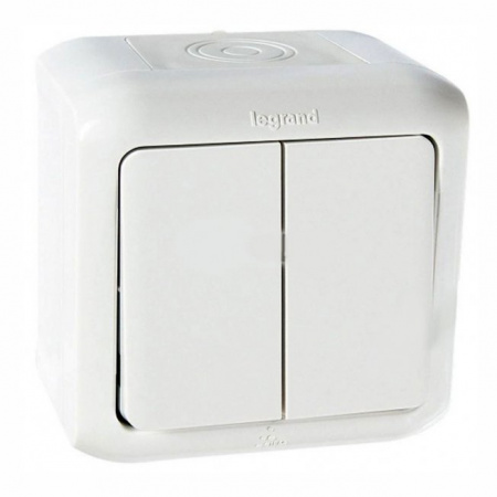 Legrand Quteo Белый Выключат 2-клавишный IP44 10А