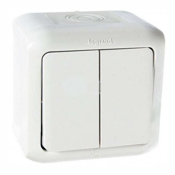 Legrand Quteo Белый Выключат 2-клавишный IP44 10А