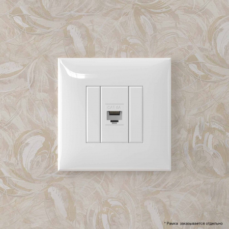 DKC Avanti Компьютерная розетка RJ-45 без шторки в стену, кат.6А одинарная, Белое облако