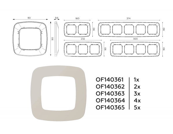 Рамка OMEGA Ecta (Серо-бежевый матовый) 5-ая OF140365