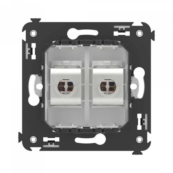 DKC Avanti Компьютерная розетка RJ-45 без шторки в стену, кат.5e двойная экранированная, Белое облако