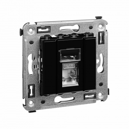 DKC Avanti Черный квадрат Компьютерная розетка RJ-45 одинарная  категория  6 экранированная