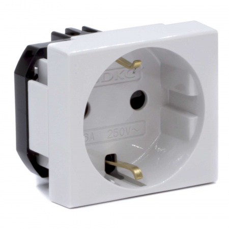 DKC Розетка силовая 2Р+Е, со шторками, «Viva», 2 мод., серая