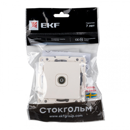 EKF PROxima Стокгольм Белый Розетка TV, 75Ом, 5-862МГц