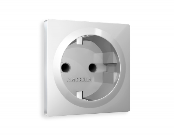 Лицевая панель ALFA (Серебро глянец) для электрической розетки с заземлением со шторками QUANT AP4070