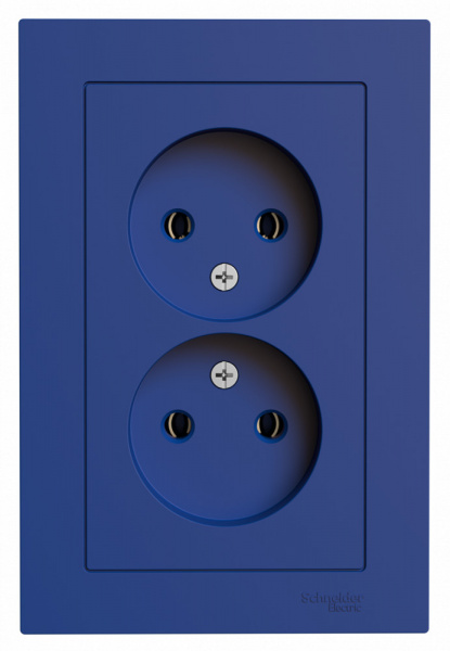 SE AtlasDesign Аквамарин Розетка двойная б/з,16А, в сборе