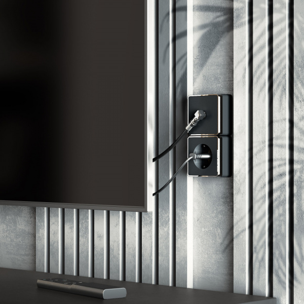 ТВ-розетка оконечная Gallant черный/хром W5083035